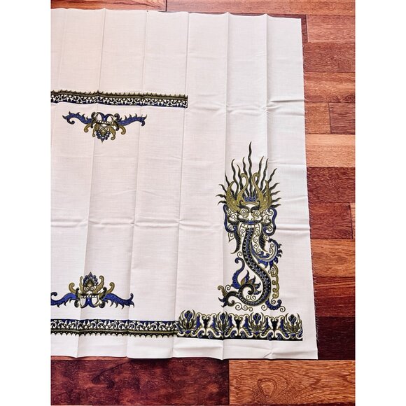 Indonesian Batik Fabric 41.5" x4 Yards cream color background dragon flora motif - Picture 6 of 14